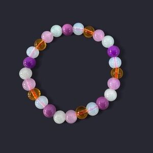 Golden Lilac Glass Bead Bracelet 8mm